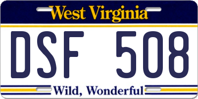 WV license plate DSF508