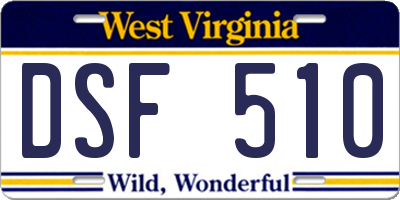 WV license plate DSF510