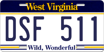WV license plate DSF511