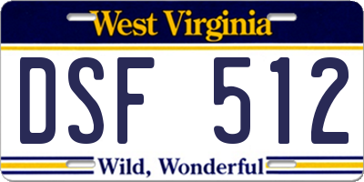 WV license plate DSF512