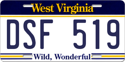 WV license plate DSF519