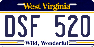 WV license plate DSF520