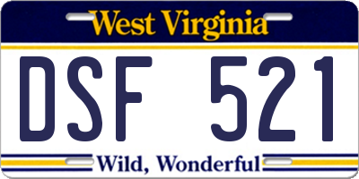 WV license plate DSF521