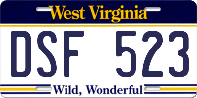 WV license plate DSF523