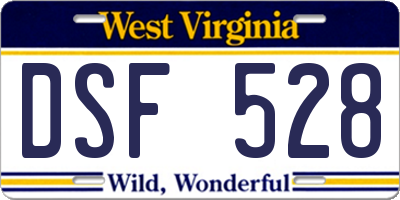 WV license plate DSF528