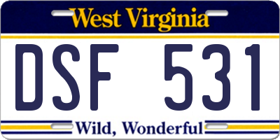 WV license plate DSF531