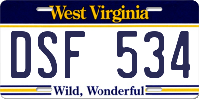 WV license plate DSF534