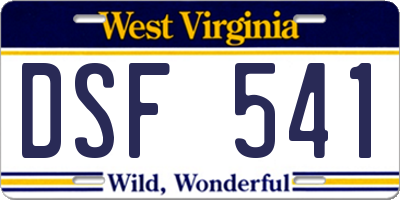 WV license plate DSF541