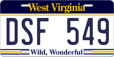 WV license plate DSF549