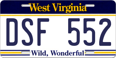 WV license plate DSF552