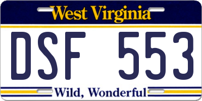 WV license plate DSF553