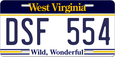 WV license plate DSF554