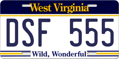 WV license plate DSF555