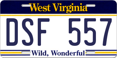 WV license plate DSF557
