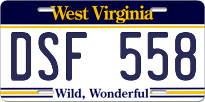 WV license plate DSF558