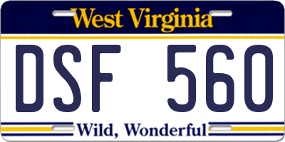 WV license plate DSF560