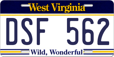 WV license plate DSF562