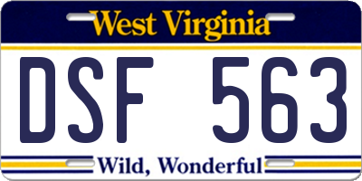 WV license plate DSF563