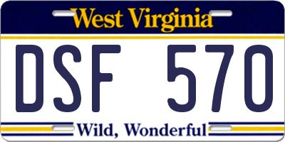 WV license plate DSF570