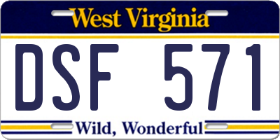WV license plate DSF571