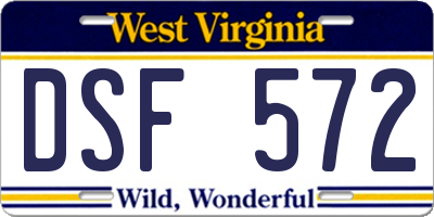 WV license plate DSF572