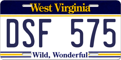 WV license plate DSF575