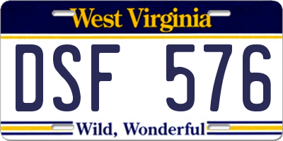 WV license plate DSF576