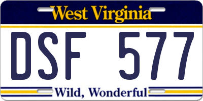 WV license plate DSF577