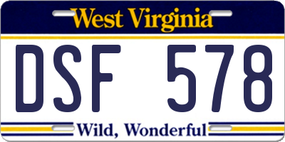 WV license plate DSF578