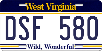 WV license plate DSF580