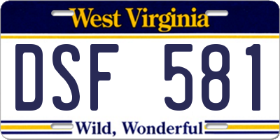 WV license plate DSF581