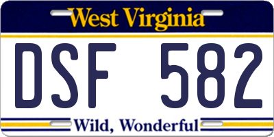 WV license plate DSF582