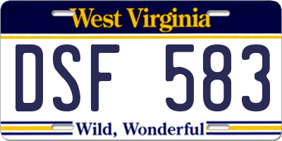 WV license plate DSF583