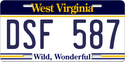 WV license plate DSF587