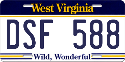 WV license plate DSF588