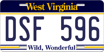 WV license plate DSF596