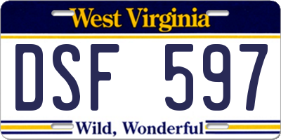 WV license plate DSF597