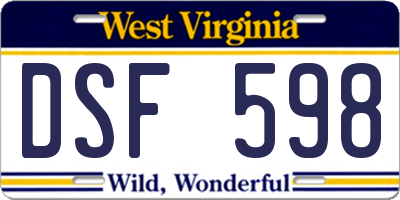 WV license plate DSF598