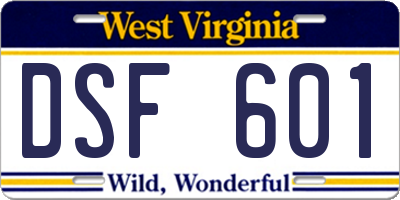 WV license plate DSF601