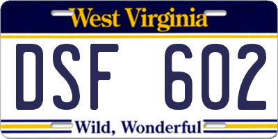 WV license plate DSF602