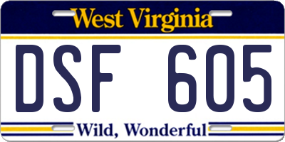 WV license plate DSF605