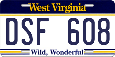WV license plate DSF608
