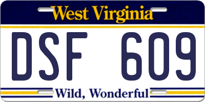 WV license plate DSF609