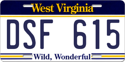 WV license plate DSF615