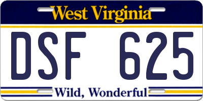 WV license plate DSF625