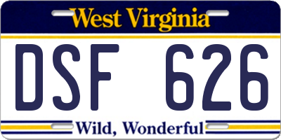 WV license plate DSF626
