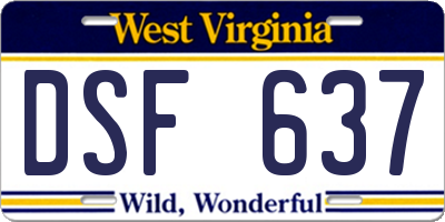 WV license plate DSF637