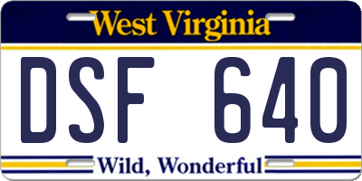 WV license plate DSF640