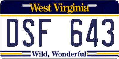 WV license plate DSF643