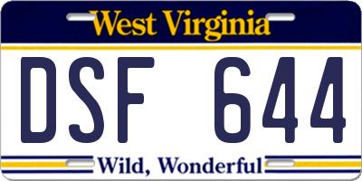 WV license plate DSF644